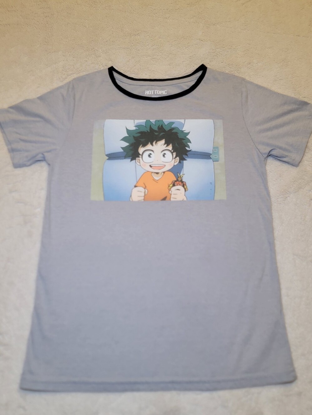Hot Topic My Hero Academia Baby Deku Ringer T-Shirt Gray - Size Medium